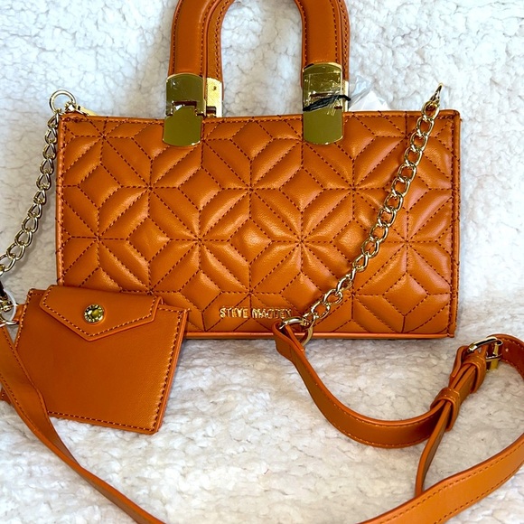 Steve Madden Mini Bag Tan Brown Quilted‎ Faux Leather - Picture 4 of 16